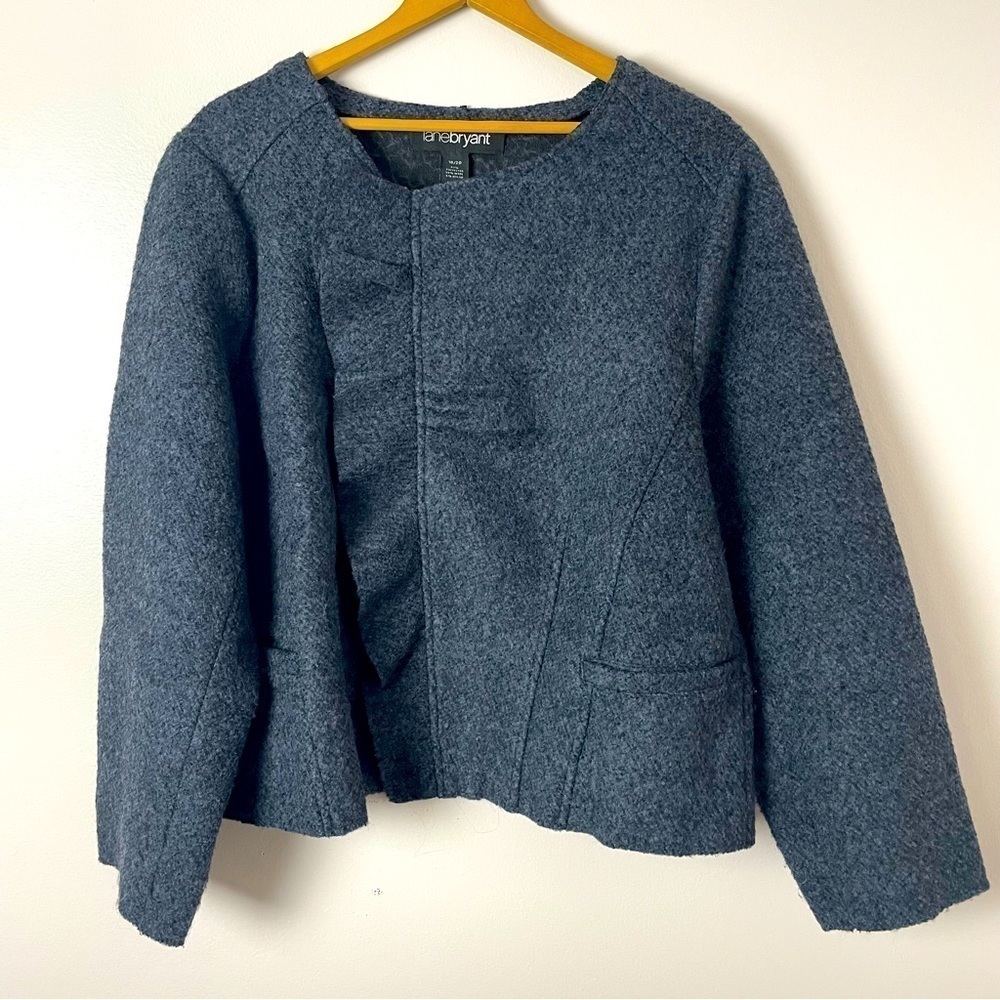 Lane Bryant Wool Blend Ruffle Blazer – Blue, Size 18/20